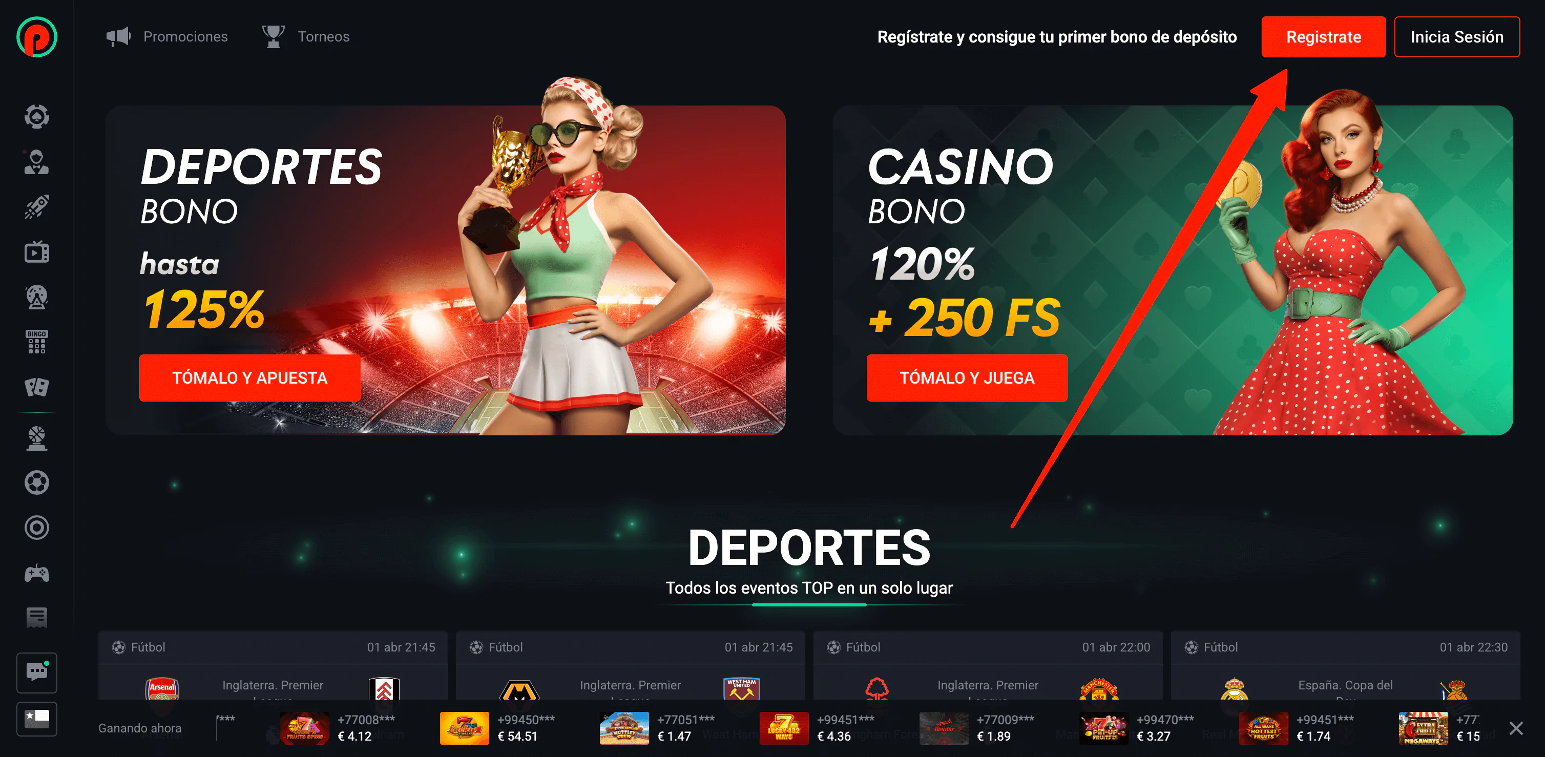 registro en Pin Up World